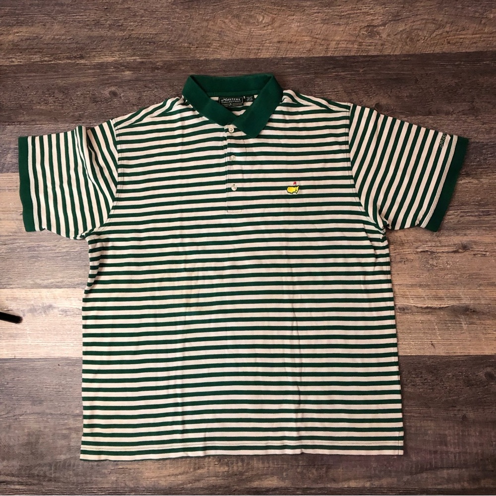Augusta National Golf Shop Masters Green White Stripe Polo XL EUC